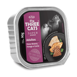 THREE CATS PATE SUPER PREMIUM GATOS ADULTO SABOR PESCADO, POLLO Y CARNE 90gr