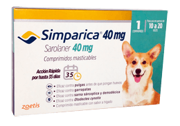 SIMPARICA 1 TABLETA PARA PERROS DE 10 A 20 KG 