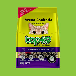 TOP-K9 ARENA SANITARIA AGLUTINANTE CON AROMA LAVANDA 4 KG