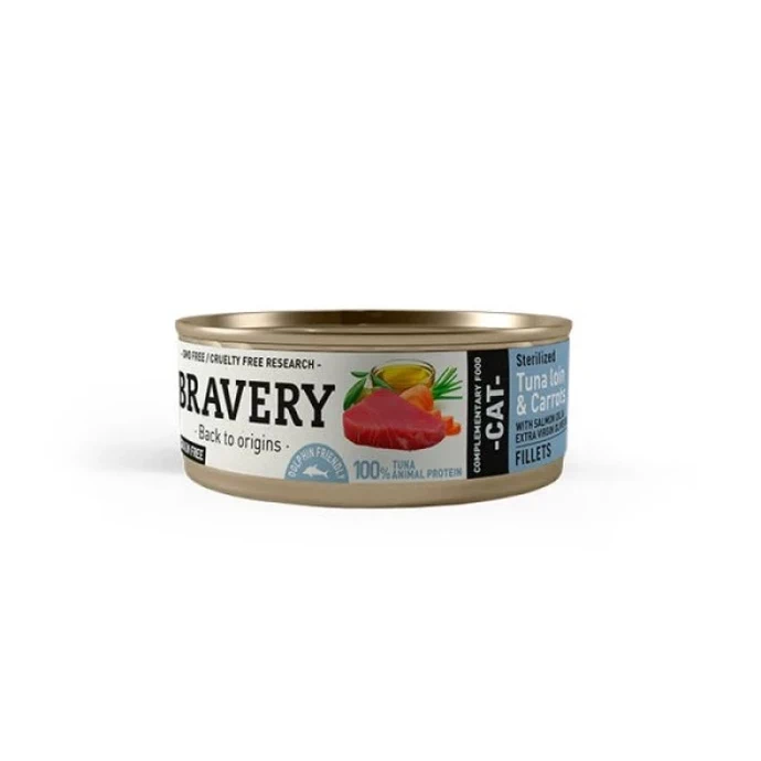 BRAVERY ATÚN Y ZANAHORIA GATO ESTERILIZADO 70 GR - alimento-hmedo-bravery--atun-y-zanahorias.webp