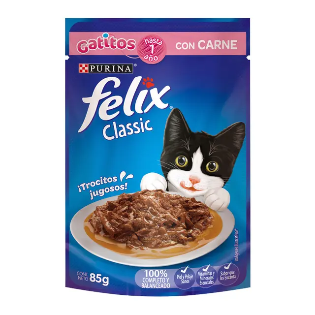 FELIX SACHET GATITOS CARNE PACK 15 UNIDADES 85 GRS - felix_sachet_gatito_carne.webp